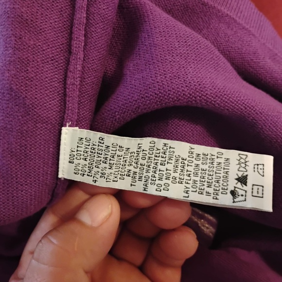 NWT Bob Mackie Beaded Sequin Glitz Cardigan Sweater Purple Size 1X - Picture 6 of 6